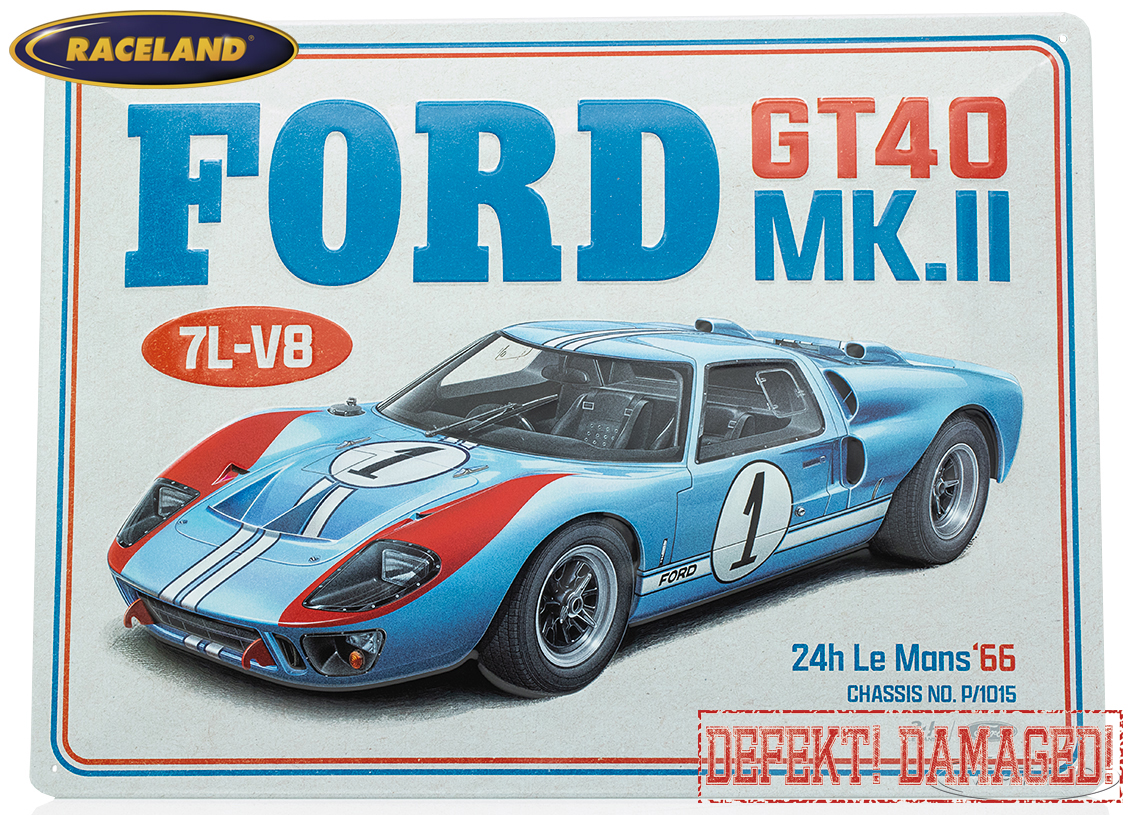 Blechschild 24H Le Mans 1966 Ford GT40 30 x 40cm