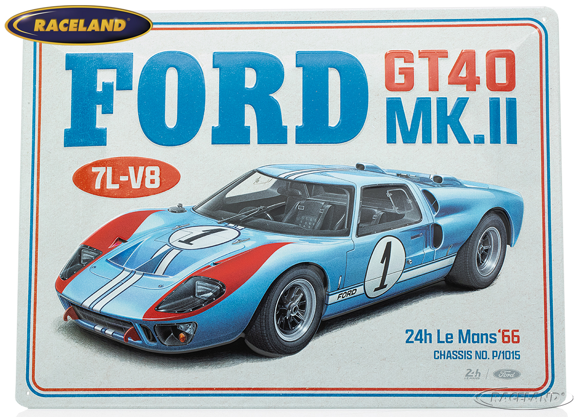 Blechschild 24H Le Mans 1966 Ford GT40 30 x 40cm