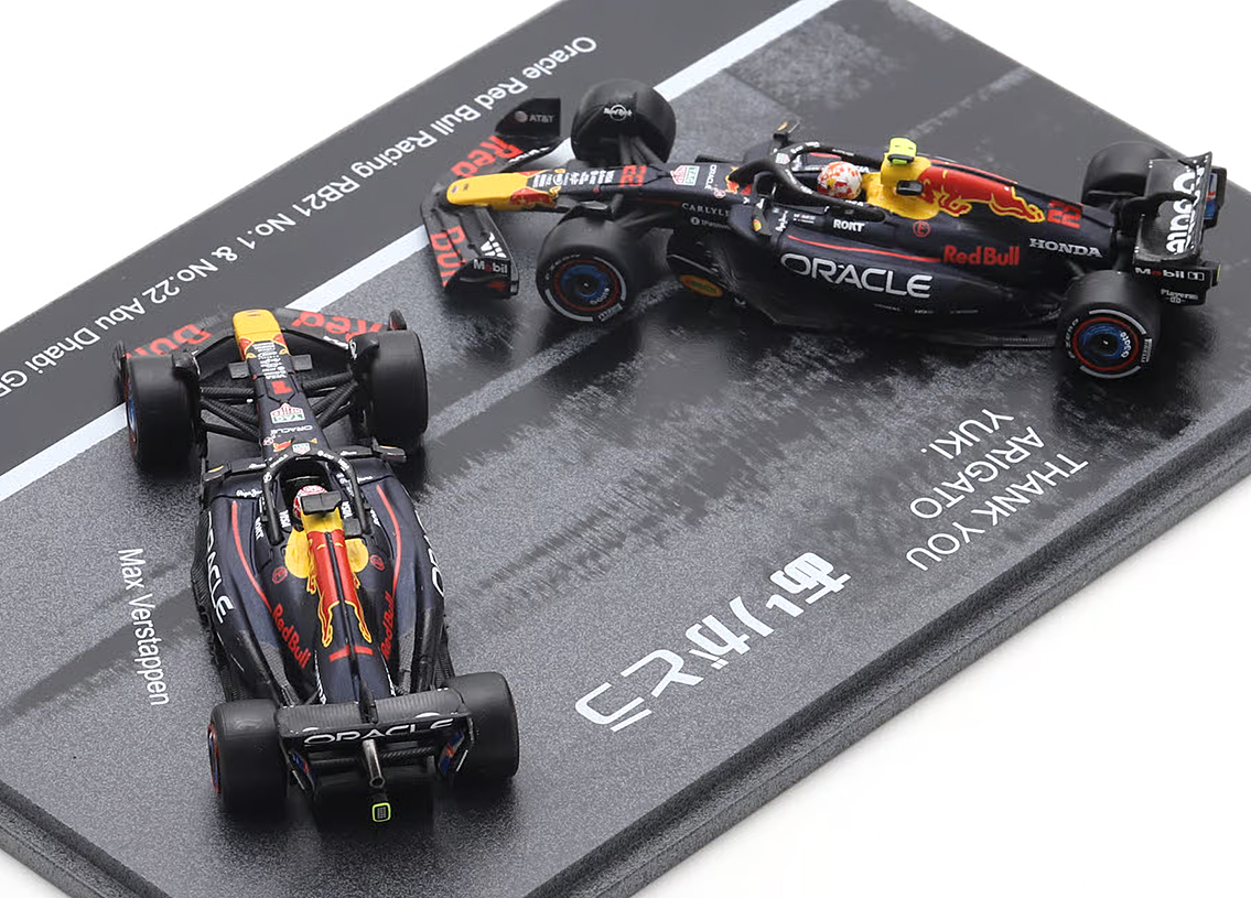 2 car set Red Bull RB21 Honda RBPT F1 Thank You, Yuki - GP Abu Dhabi 2025