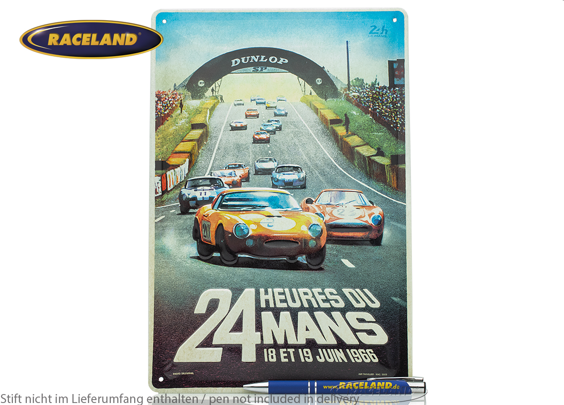 Blechschild 24H Le Mans Racing Poster 1966 20 x 30cm