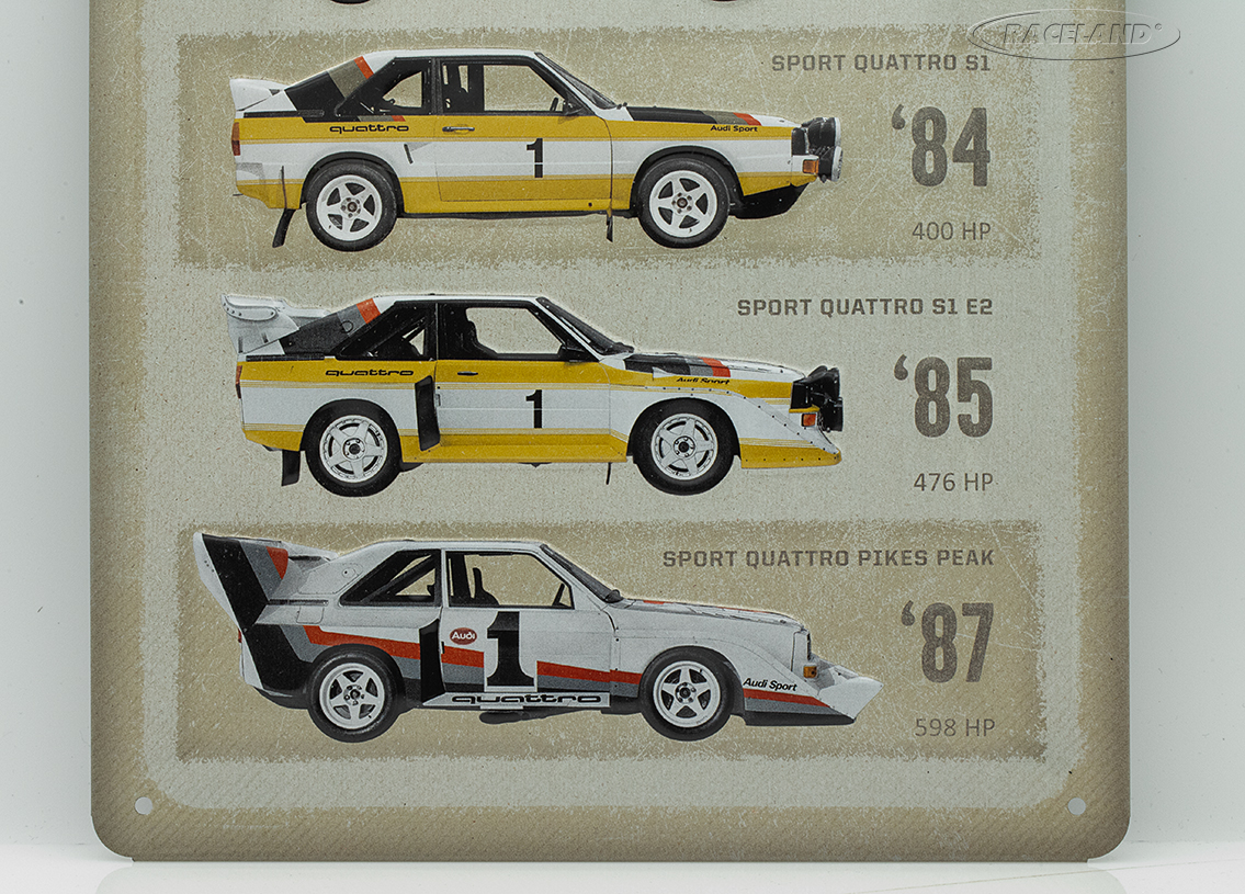 Blechschild Audi Sport Quattro Evolution 20 x 30cm