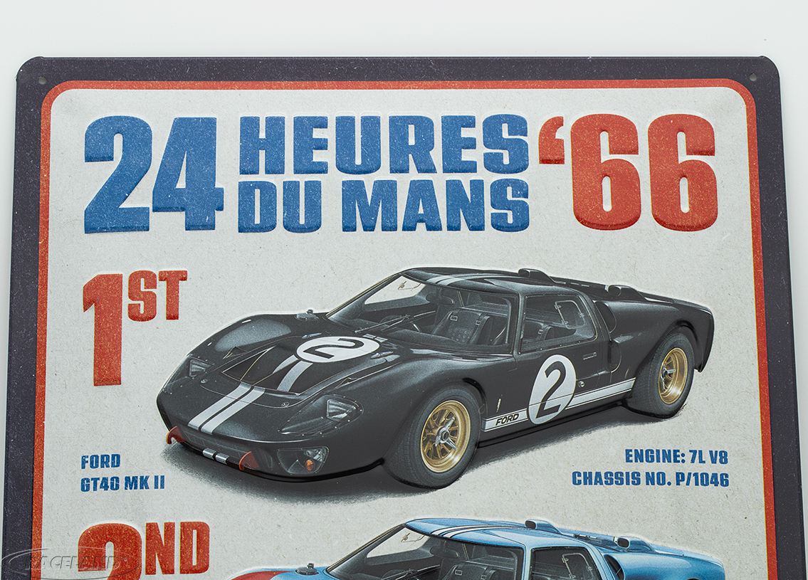 Blechschild 24H Le Mans Ford GT40 Sieger 1966 30 x 40cm