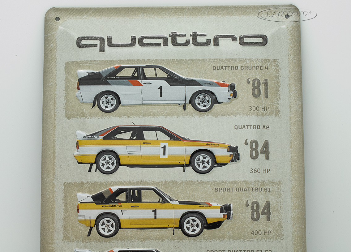 Blechschild Audi Sport Quattro Evolution 20 x 30cm