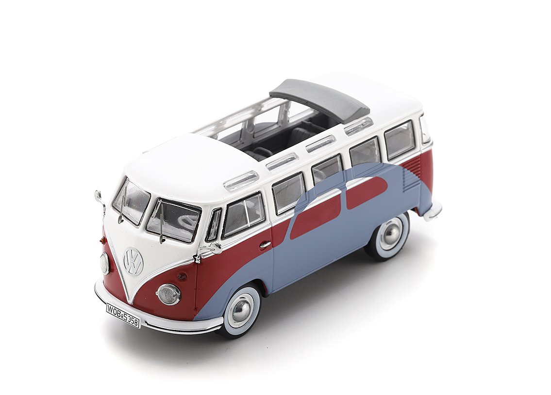 VW T1 Samba mit beidseitigem VW Beetle Design 1962 - rot/weiss