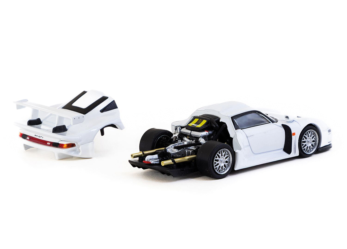 Porsche 911 GT1 weiss +2 Trading Cards