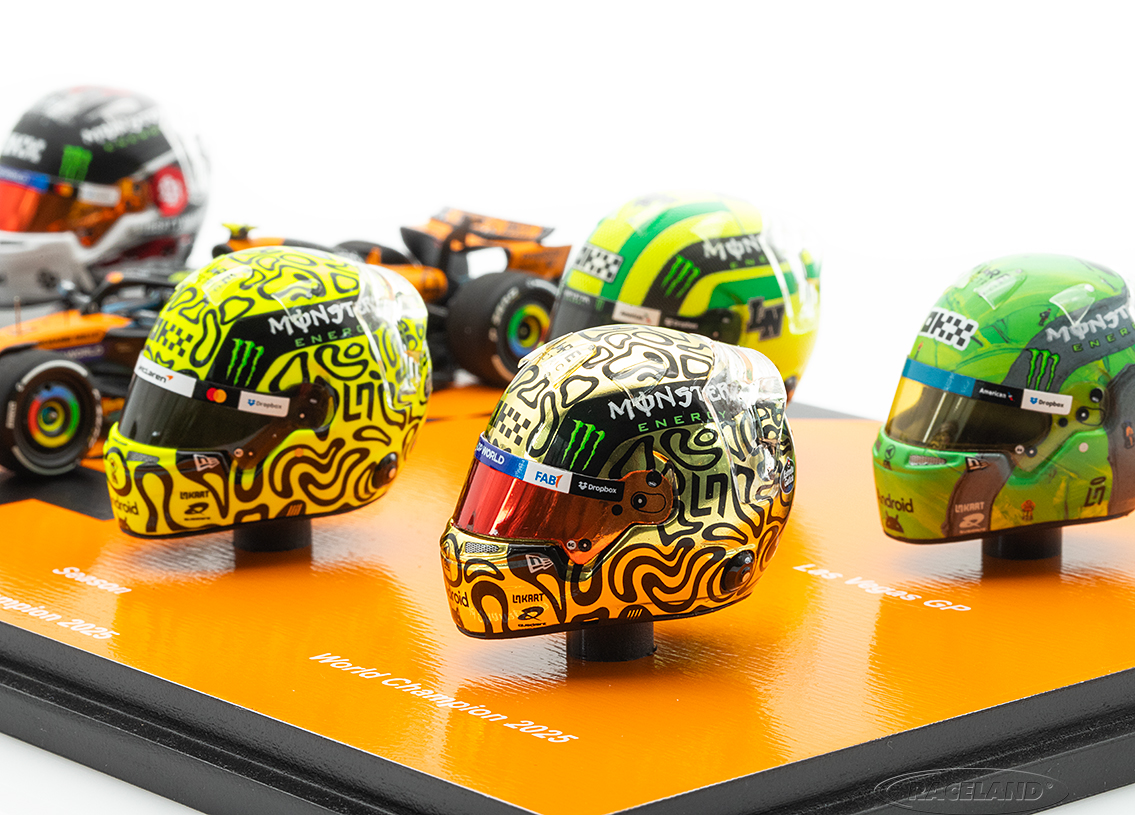 Geschenkset McLaren MCL39 Mercedes F1 mit 8 Helme 2025 Weltmeister