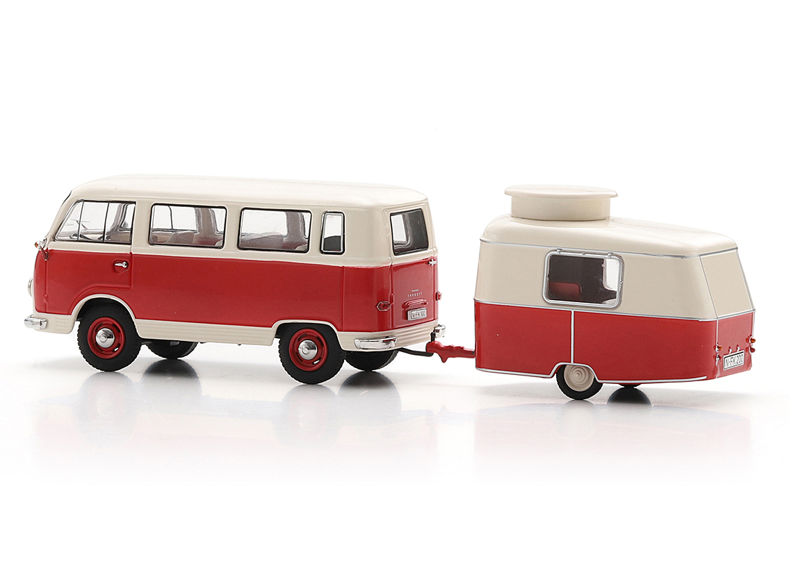 Ford FK 1000 mit Eriba Puck Anhänger 1955 - rot/weiss